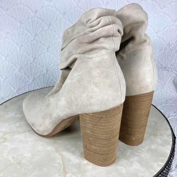 Chinese Laundry Slouchy Ankle Block Heels Booties 10 Beige Boho Western Bootie - Picture 6 of 12